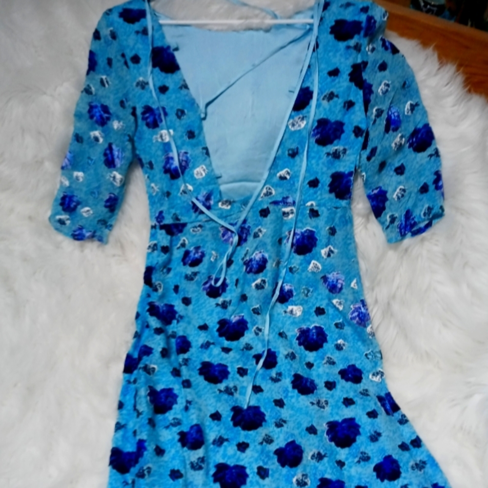For Love & Lemons Blue Floral Dress Xs